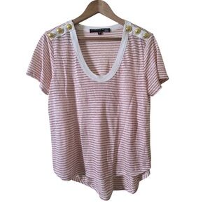 Striped Pink Top with Button Accents